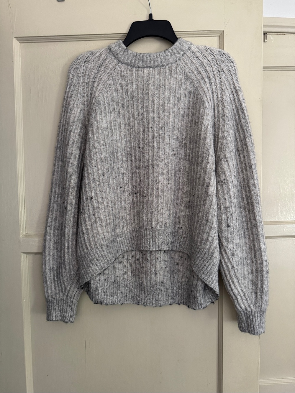 Madewell Ribbed Cotton-Blend Crew Neck Sweater Heather Dusk Grey Marl Size M